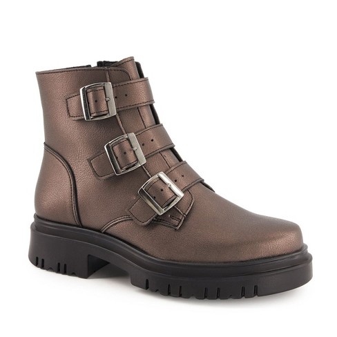 Andrea Triple Buckle Combat Boots 76737 - image 1 of 4