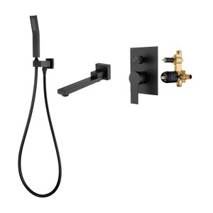 Cobbe Bathtub Shower Faucet Set with Handheld Shower Bathtub Faucet and 59-Inch Hose Single Handle Wall Mounted Shower System Matte Black - 1 of 4