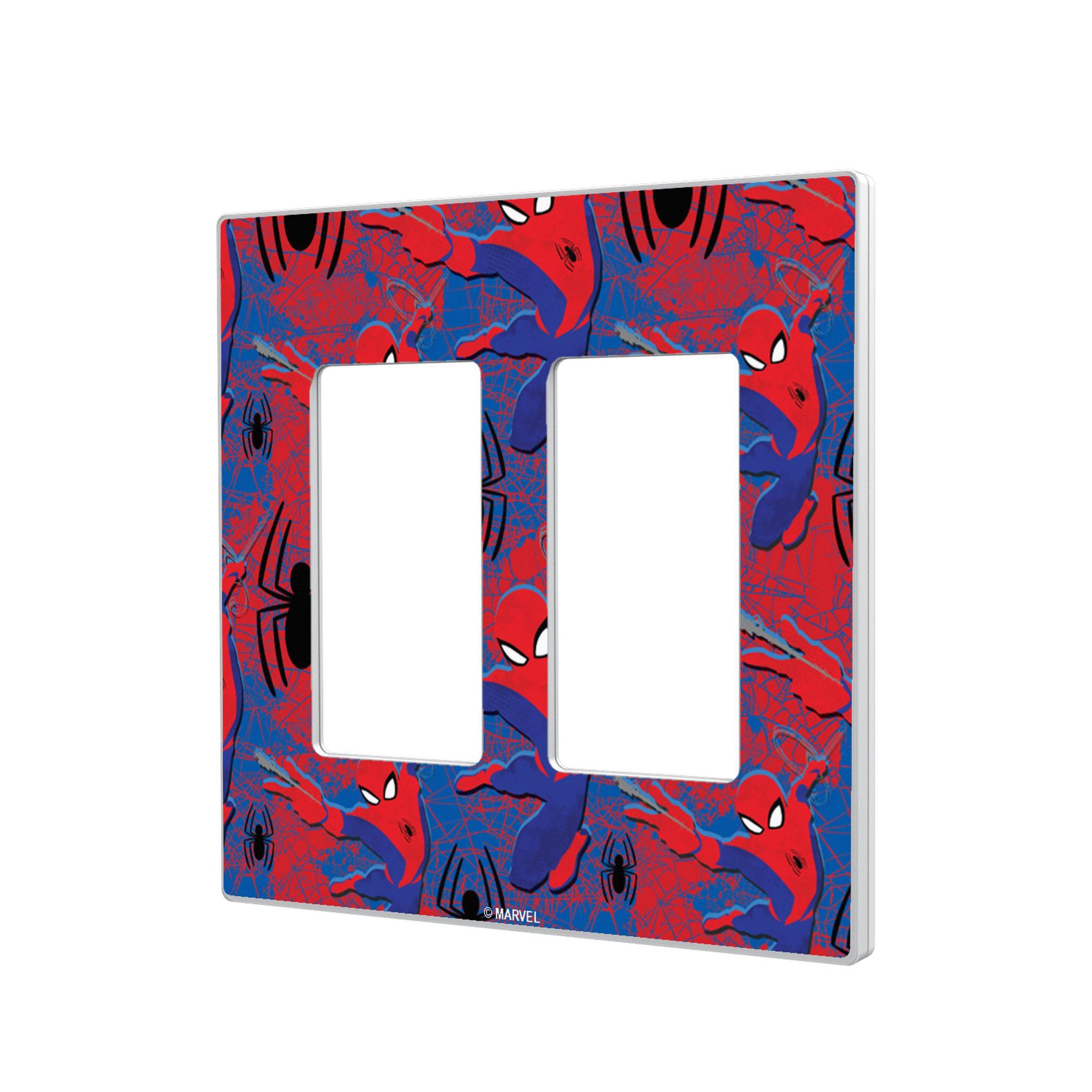 Marvel Spider-Man Pattern Hidden-Screw Light Switch Plate for Double Rocker