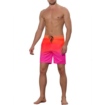 Lars Amadeus Men's Contrast Color Drawstring Waist Beach Swimwear Shorts Orange 28 — фото 2