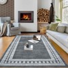 Washable Area Rugs Modern Geometric Floor Cover, Non-Slip Contemporary Bordered Accent Carpet, Stain-Resistant Low Pile Indoor Carpet - 3 of 4