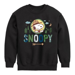 Boys' - Peanuts - Ranger Snoopy Graphic Long Sleeve Fleece Sweatshirt - 1 of 4
