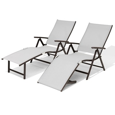 Pellebant Outdoor Aluminum Folding Adjustable Chaise Lounge