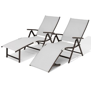 Pellebant Outdoor Aluminum Folding Adjustable Chaise Lounge - 1 of 4