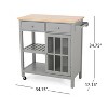 GDFStudio Aidah Contemporary Wood Kitchen Cart with Wheels, Gray/Natural - 3 of 4