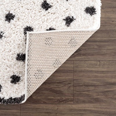 Chaia Black and White Dotted Plush Polyester Rug