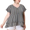 Agnes Orinda Women's Plus Size Retro Layered Flutter Sleeve V Neck Peplum Boho Blouses - 2 of 4