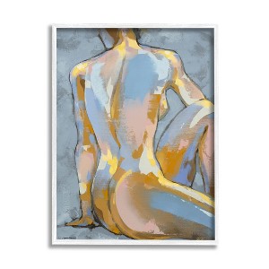 Stupell Industries Modern Blue Brushed Sitting Nude Framed Giclee Art - 1 of 4