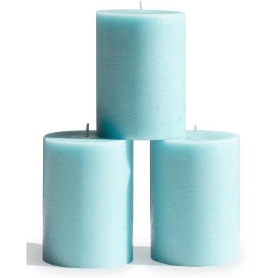 3x4 inch Pillar Candles Set of 3 ¨C Unscented Dripless Rustic Candles for Decor, Centerpieces, Weddings