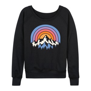 Women's - Instant Message - Sunset Mountains Lightweight French Terry Wide Neck Long Sleeve Graphic Shirt - 1 of 4