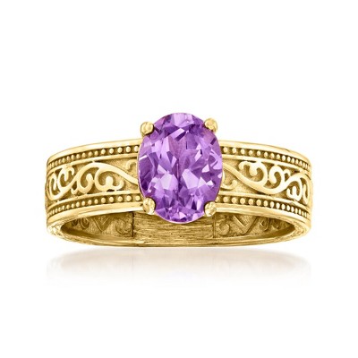Ross-Simons 1.50 Carat Amethyst Scrollwork Ring in 18kt Gold Over Sterling
