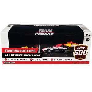 "108th Indianapolis 500" (2024) "All Penske Front Row" Set of 3 IndyCars 1/64 Diecast Model Cars by Greenlight - 1 of 1