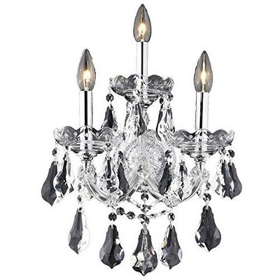 Elegant Chrome Crystal Trim 3-Light Wall Sconce