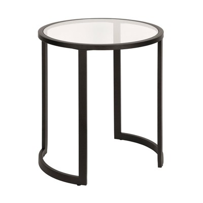 Metal Double Circular Side Table In Black - Henn&hart : Target