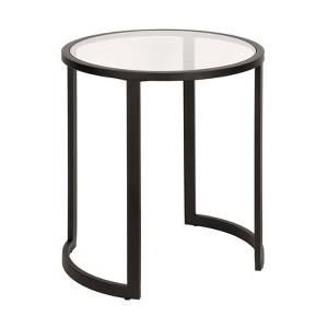 Metal Double Circular Side Table in Black - Henn&Hart - 1 of 4
