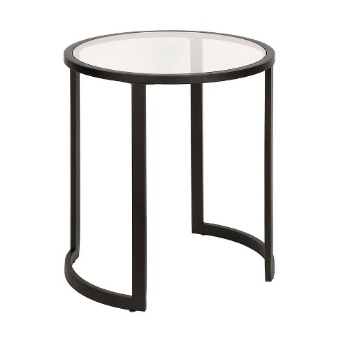 Metal Double Circular Side Table in Black - Henn&Hart - image 1 of 4