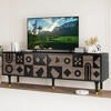 Mid-Century TV Stand for up to 80 Inch TV, Modern Media Console with 4 Carved Doors, 70" Entertainment Center With Storage For Living Room - 2 of 4