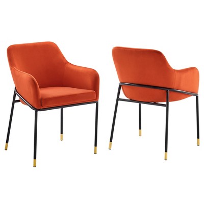 Modway Jovi Performance Velvet Dining Armchair Set of 2