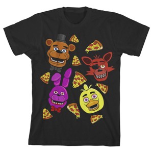 Five Nights at Freddy's Characters And Pizza Boy's Black T-shirt - 1 of 3