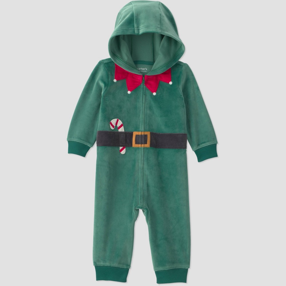 Carter's Just One You® Baby Christmas Elf Hooded Romper - Green Newborn