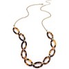 Women: Leopard & Tortoise Print Acetate Collar Necklace with Metal Oval Resin Chain - 4 of 4