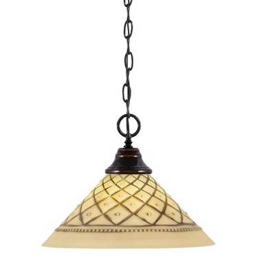 Toltec Lighting Any 1 - Light Pendant in  Black Copper with 12" Chocolate Icing  Shade