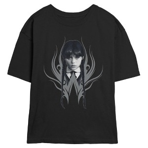 Juniors Wednesday Black and White Classic Portrait T Shirt - 1 of 2