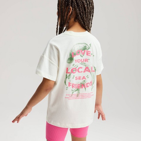 Cat & Jack Girls' Short Sleeve Oversized 'Sea Friends' Graphic T-Shirt - Cat & Jack™ Cream M
