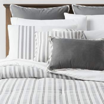 8pc Reversible Classic Stripe Comforter Set Gray/White - Threshold™