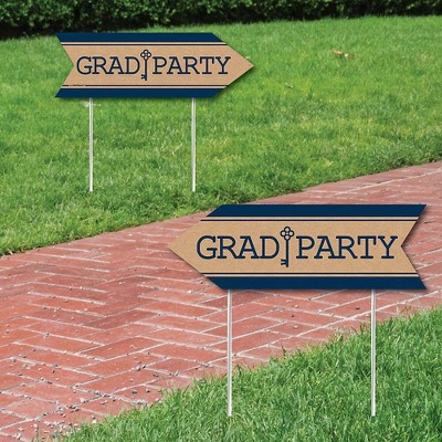 Big Dot of Happiness Grad Keys to Success - Graduation Party Sign Arrow - Double Sided Directional Yard Signs - Set of 2