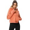 Women's Cropped Hooded Top Casual Zip Front Long Sleeve Sweatshirt with Pockets Orange XL - 3 of 4
