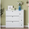 KTMBDW Shoe Cabinet with 3 Flip Drawers & Pull-down Seat, Modern Shoe Storage Cabinet, Freestanding Shoe Rack for Entryway, White - 2 of 4