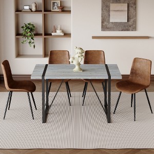 Nicbex Dining Table Set for 4 Kitchen Table Minimalist Retro Rectangular Dining Table with Textured Top with 4 Chairs - 1 of 4