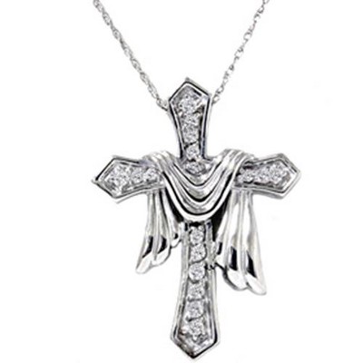 Pompeii3 .25CT Real Diamond Fancy Cross Pendant 14K Necklace