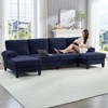 Mjkone 110"U-Shaped Sectional Couches,Chenille Upholstered Large 4-Seater Sofa with Double Chaises and Sleepable Armrests - 2 of 4