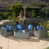 Outdoor 4 Pieces Garden Furniture Set,Rattan Metal Sectional Sofas with Cushions,Wiker Patio Conversation Sets with Coffee Table-Coolbibila - 2 of 4