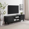 GlasFlength TV Stands and Consoles Modern 2 Door TV Stand with Open Storage Functional Media Storage for Living Room, Black, 64.63"*18.13"*5" - 2 of 4