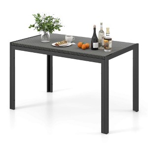 Costway Patio 48 Inch Wicker Dining Table for 6 Rectangular Table with Rattan Tabletop - 1 of 4