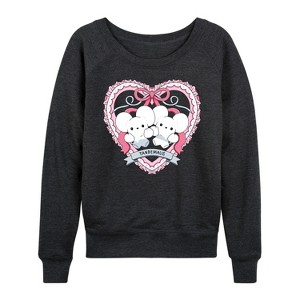 Women's - Pokémon - Tandemaus Coquette Lightweight French Terry Wide Neck Long Sleeve Graphic Shirt - 1 of 4