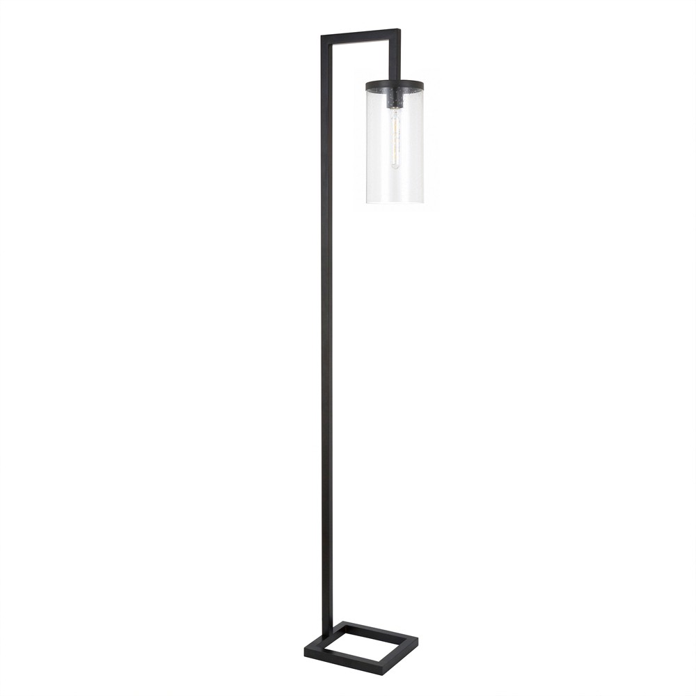 Photos - Floodlight / Street Light Hudson and Canal 67.75" Tall Floor Lamp with Glass Shade Blackened Bronze: Modern Lighting for Living Room