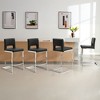 26" H Bar Stools Set of 4 - Modern PU Leather Barstools with Hollow Back, Upholstered Armless Kitchen Island Stools, Black with Chrome Metal Frame - 2 of 4