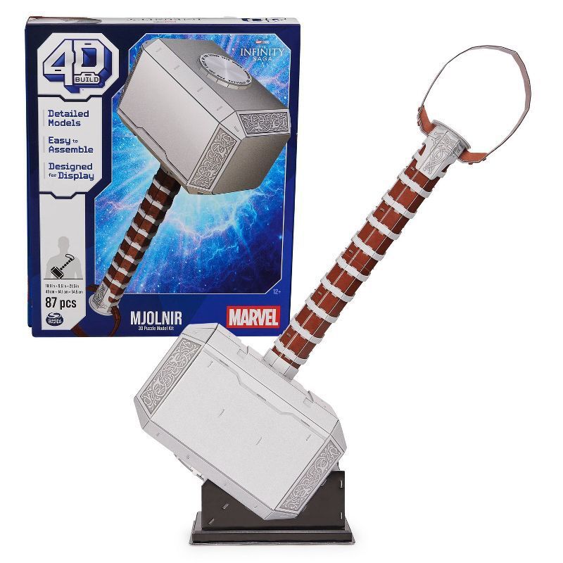 4D BUILD - Marvel Thor Mjolnir Hammer Model Kit Puzzle 87pc, 1 of 13