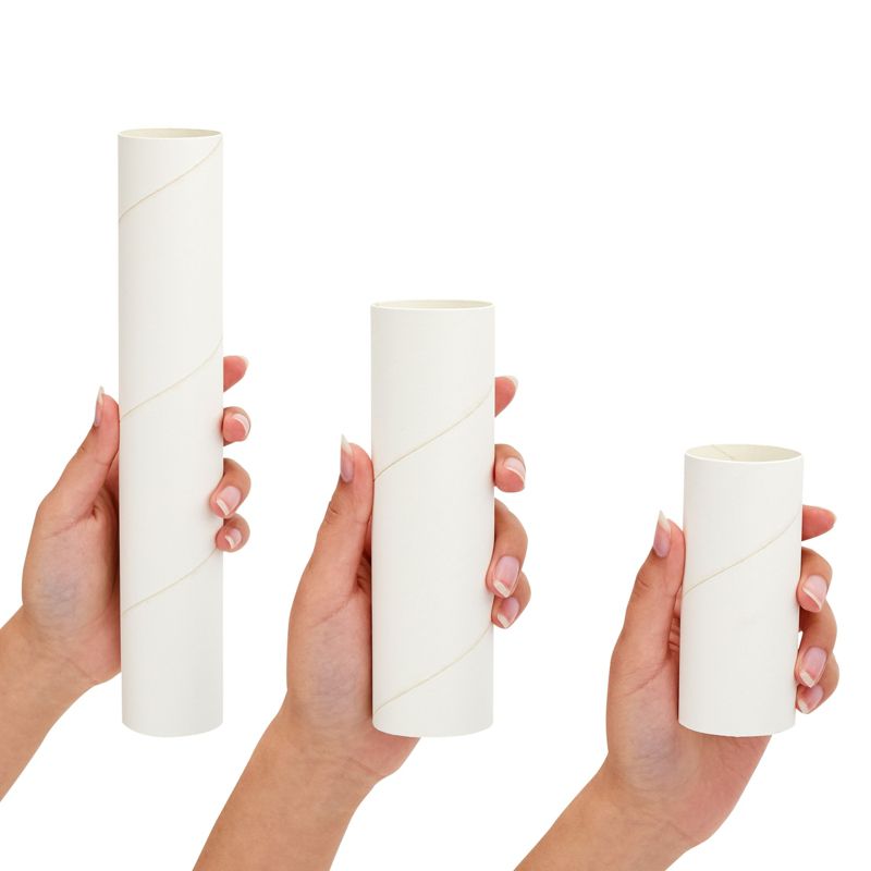 Bright Creations 24 White Cardboard Tubes for Crafts, Empty Paper Rolls, Cylinders in 3 Sizes for DIY Art Projects (4, 6, and 10 Inches), 5 of 9