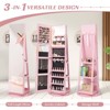 Tangkula 360° Rotating Mirrored Jewelry Cabinet Armoire 3 Color LED Modes Lockable - 4 of 4
