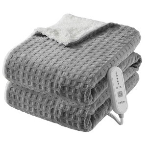 GustoWave Waffle Heated Throw with Controller, Machine Washable, Soft Flannel & Velvet, 5 Heating Levels, 4 Hours Auto Off - 1 of 4