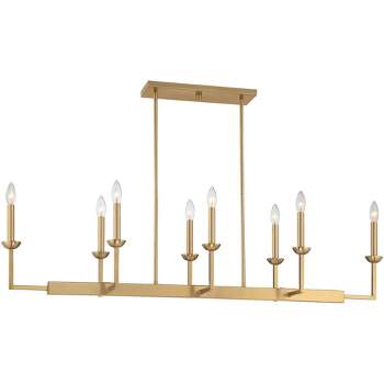 Possini Euro Design Kime Gold Linear Pendant Chandelier 50" Wide Modern 8-Light Fixture for Dining Room House Foyer Kitchen Island Entryway Bedroom