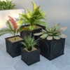 LeisureMod Sprout 7-Piece Square Stone Planter Set with Drainage Holes and Covers, Weather-Resistant for Indoor/Outdoor Use - 2 of 4