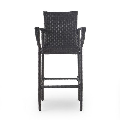 Vynxaria Littleton Modern Outdoor Barstool ¨C Durable Polyethylene Rattan & Metal Frame