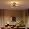 Tribesigns Rattan Ceiling Light Fixture, Boho Flush Mount Ceiling Light, Rustic Wicker Hand Woven Cage Shade, Bulbs Not Included - 2 of 4
