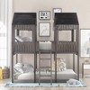 NicBex Full over Full Bunk Bed Loft Bed House Shape Wooden Bed Frame with Windows, Inclined Ladder and Guardrail, No Box Spring Required - 2 of 4